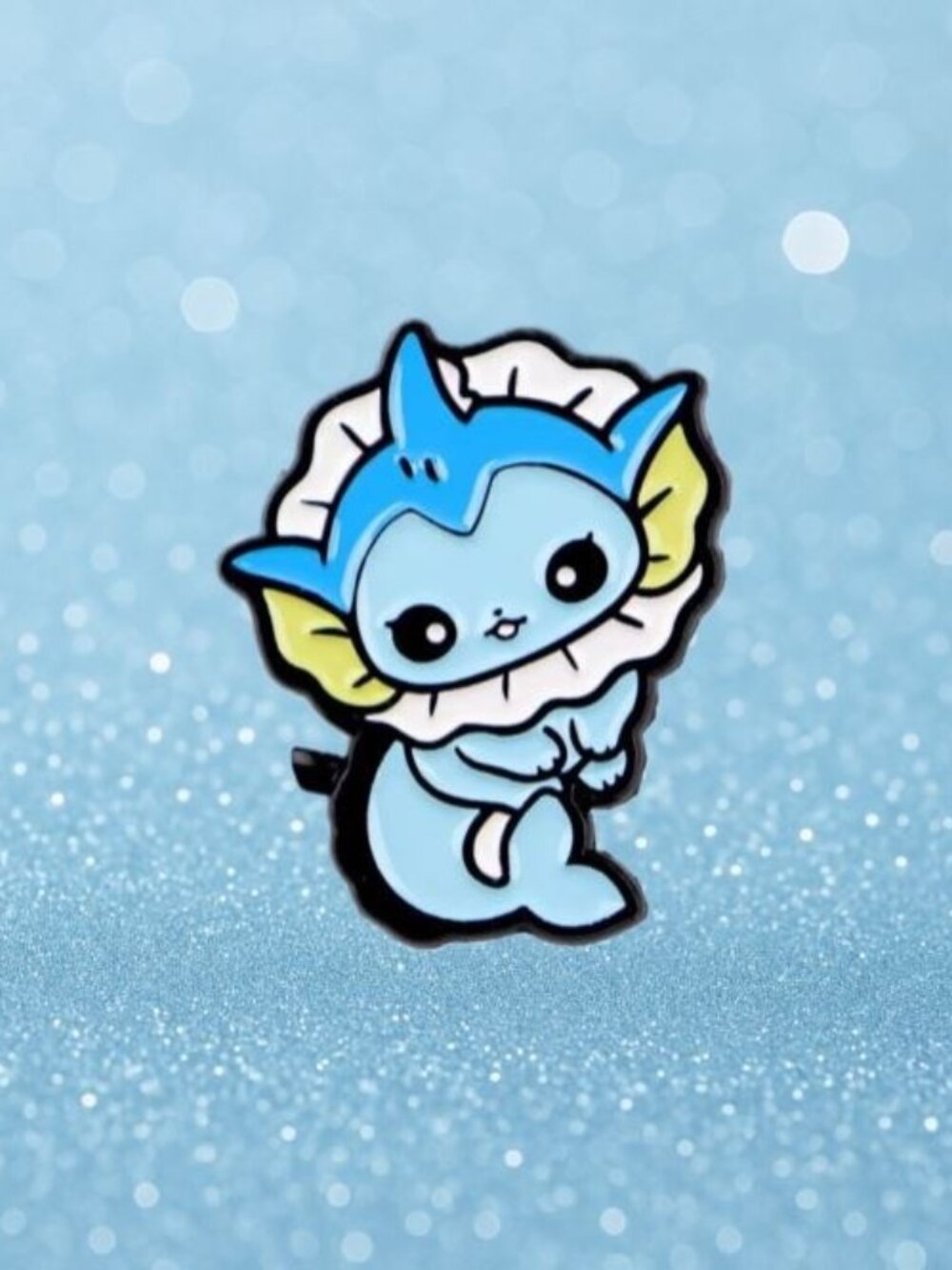 Adorable Chibi Vaporeon Pokémon Enamel Pin – Kawaii Water-Type Collectible! - Picture 2 of 4